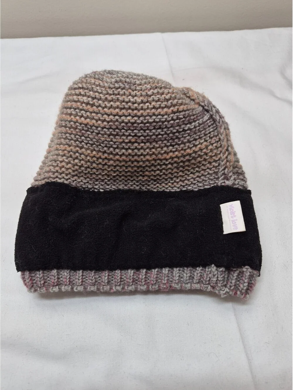 Violet Love by Rebecca Michaels Knit Beanie Hat w/ Faux Fur Pom-Pom B471